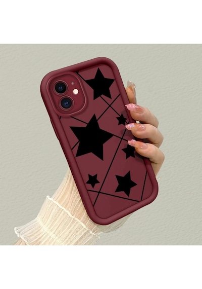 Apple iPhone 11 Uyumlu Darbeye Dayanıklı Kamera Korumalı  Bordo Silikon  Baskı Desenli Kılıf