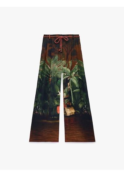 Koton Viskon Kumaş Cepli Pileli Tropikal Manzara Desenli Geniş Paça Pantolon Kahverengi Desenli 6sak40218ew Koton Viskon Kumaş Cepli Pileli Tropikal Manzara Desenli Geniş Paça Pantolon Kahverengi Desenli 6sak40218ew