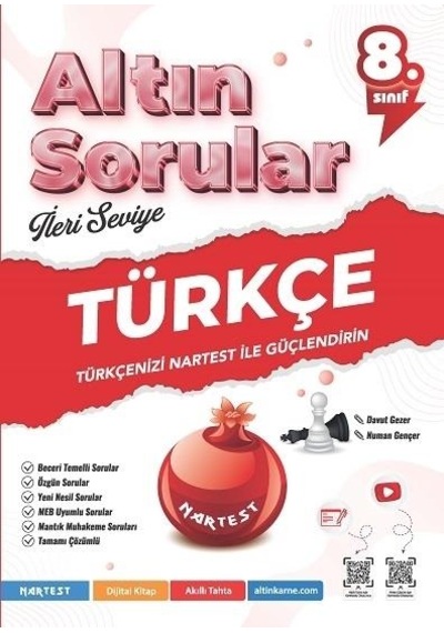 Nartest Yayınları 8.sınıf Altın Sorular İleri Seviye Türkçe-matematik-fen Bilimleri-inkılap Tarihi Seti 4 Kitap