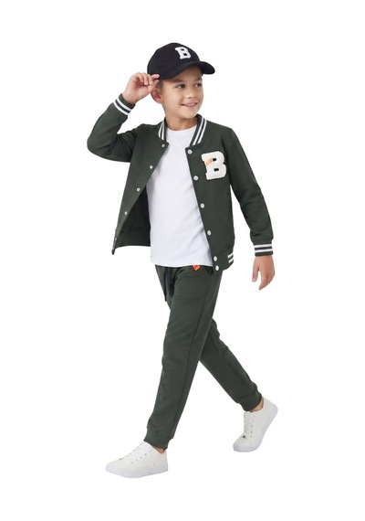 New Kids Erkek Çocuk Eşofman Takımı Yşl Mevsimlik Pamuklu Cepli-91221 Yeşil