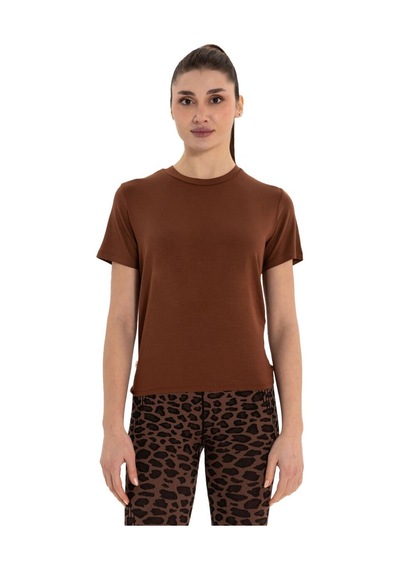 Inguz Sırt Bağlamalı Modal Yoga T-shirt Kahverengi