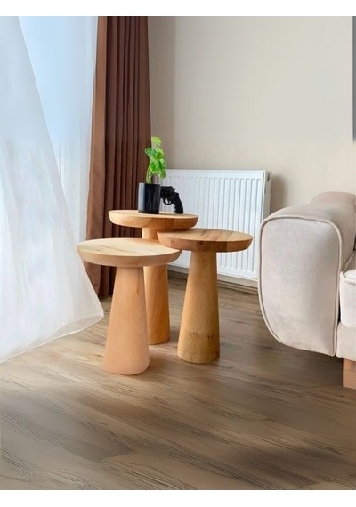 Mushroom Üçlü Zigon Sehpa Naturel