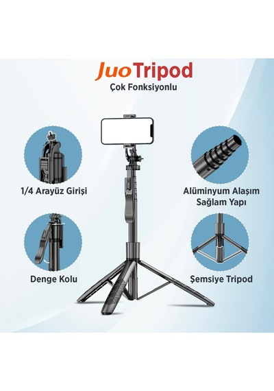 Jst40 Alüminyum Tripod Monopod Selfie Çubuğu Kumandalı Android İphone Gopro Uyumlu