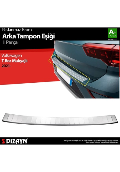 S-Dizayn  Volkswagen T-roc Makyajlı Krom Arka Tampon Eşiği 2021 Üzeri