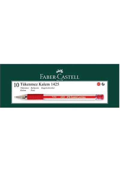 Faber Castell 1425 İğne Uçlu Kırmızı Tükenmez Kalem 10'lu Paket Çok Renkli