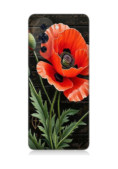 Huawei Nova 10 Pro Uyumlu Kırmızı Gelincik Hatırası Desenli Silikon Kılıf Çok Renkli
