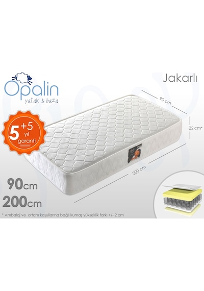 Uzunbebe 90X200 Tek Kişilik Opalin Ortopedik Yaylı Yatak 90*200 Yatak