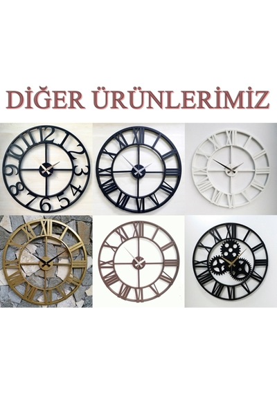 Ferforje Duvar Saati Otantik 5510 S Gümüş 55Cm 3Boyutlu Sessiz Gümüş