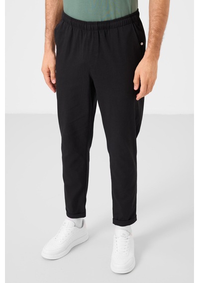 Tommylife Siyah Standart Fit Dokuma Hafif Esnek Chino Erkek Pantolon - 82178 Siyah