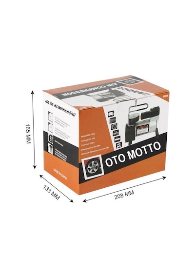 Oto Motto Araba Oto Araç Lastik Şişirme Pompası 150 Psi Metal Gövde Çakmaklık Girişli Hava Kompresörü