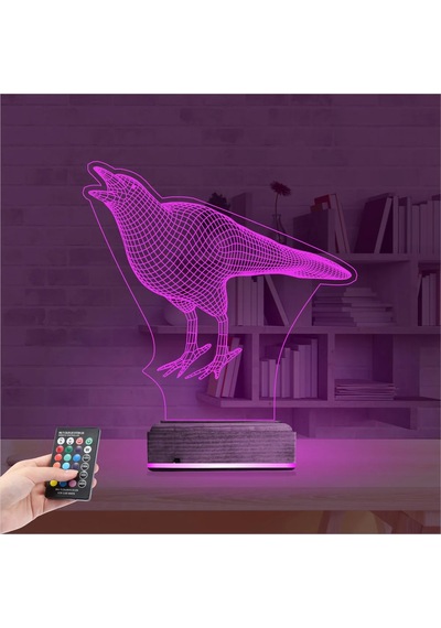 Luvivia Karga Kuş 3d Lamba - Masa Gece Lambası Şeffaf