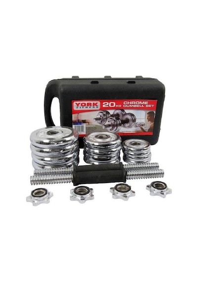 Çantalı Döküm Plaka Dambıl Seti 20 Kg Krom Dumbbell Set