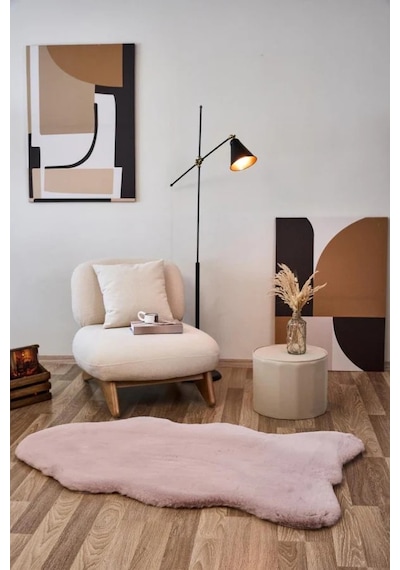 Apex Palma Pudra Peluş Post Şekilli Halı Pudra