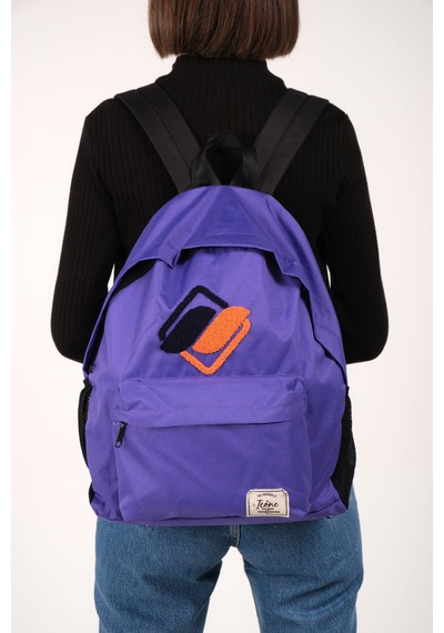 İcone Bag Icone Mor Önü Nakışlı, Laptop Bölmeli Unisex Sırt Çantası, Okul Çantası, Back To School pembe