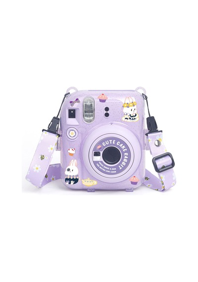 Instax Mini 12 Makine Uyumlu Lila Simli Pleksi Kılıf