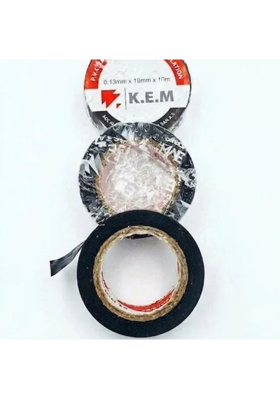 K.e.m. Pvc İzole Elektrik Bantı - Yüksek Mukavemetli Yalıtım Ve İzolasyon Bandı - 0.13mm X 19mm X 10m Siyah Diğer