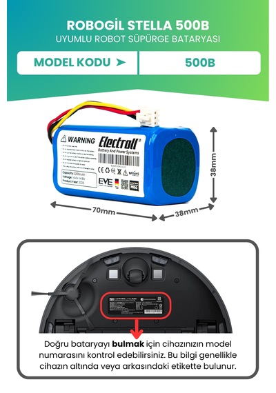 Robogil Stella 500b Uyumlu Batarya 3200mah Pil