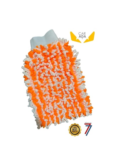 Mikrofiber Oto Yıkama Ve Cila Eldiveni - Turuncu Beyaz