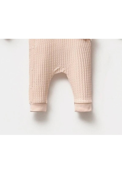 By Bubbles Natural Belden Dantelli Kız Bebek Tulum Somon
