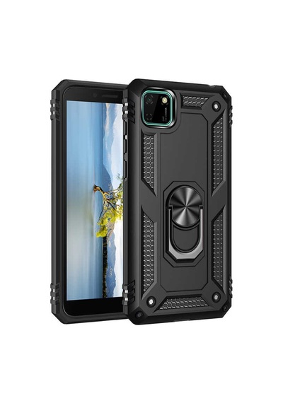 Huawei Y5P Kılıf Zore Vega Yüzüklü Standlı Zırh Kılıf