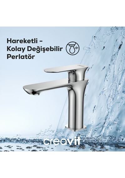 Creavit Pure Lavabo Banyo Eviye Bataryası 3'lü Set PR1500-PR2500-PR8501 Krom
