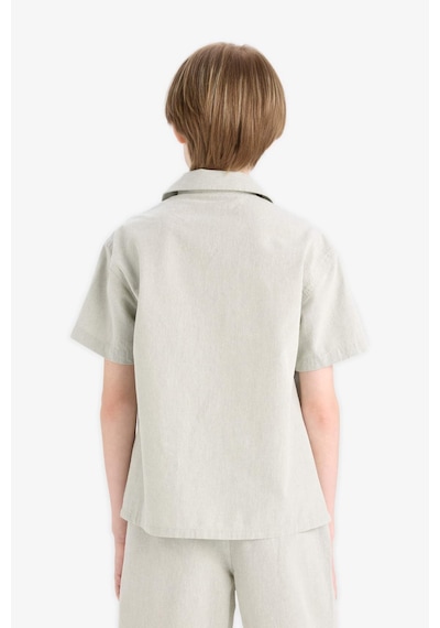 DeFacto Erkek Çocuk Oversize Geniş Kalıp Polo Yaka Müslin Kısa Kollu Gömlek E3314A825HSGN1123