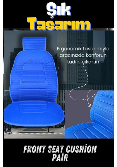 Sırt Dayamalı Araba Koltuk Minderi Ön İkili Set Gri
