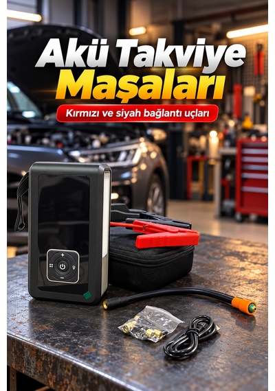 Taşınabilir Akü Takviye Cihazı Ve Powerbank Özellikli Lastik Şişirme Pompası
