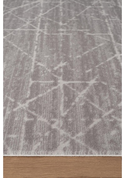 Jade Jd008g Gri Halı Modern Geometrik Desenli Triko Akrilik Pamuk Tabanlı Kaymaz Salon Halısı-774 Gri