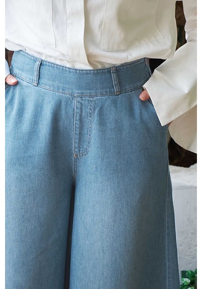 1153-denim Püsküllü Pantolon Etek Açık Mavi Açık Mavi