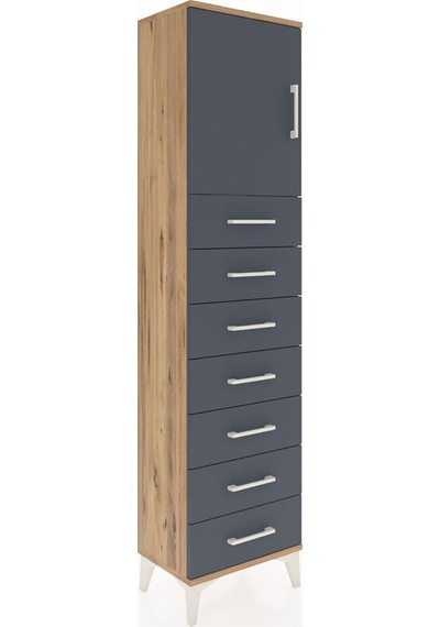 Arges Dolap 2 Raflı 7 Çekmeceli Tek Kapaklı 44x30x182 Çam-ant... Çam