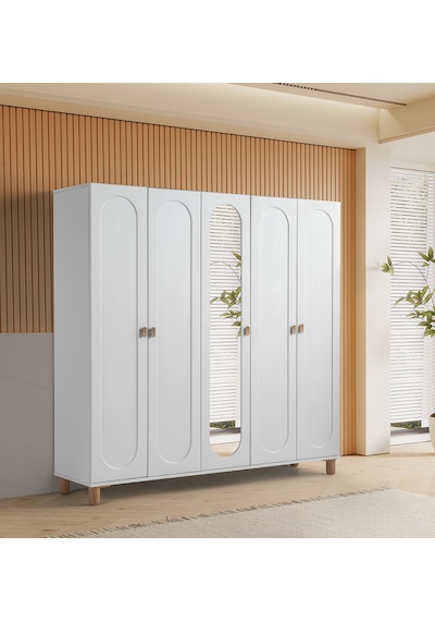 Pema Home Masal %100 Mdf Membran 5 Kapaklı Dolap Gardırop Beyaz