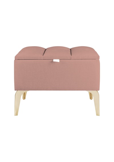 Vetra Mini Royal Pudra Kumaş Sandıklı Dekoratif Puf&bench-dilimli Model-gold Ayak-modern Puf