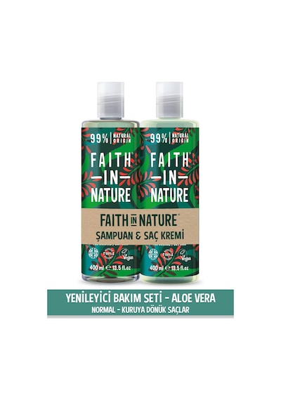 Faith In Nature Doğal Aloe Vera Yenileyici Şampuan + Saç Kremi 2 x 400 ML