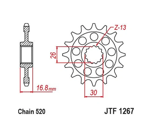 Jt Xl750 Transalp 23-24 Kauçuk Ön Dişli Jt Jtf1267.16rb