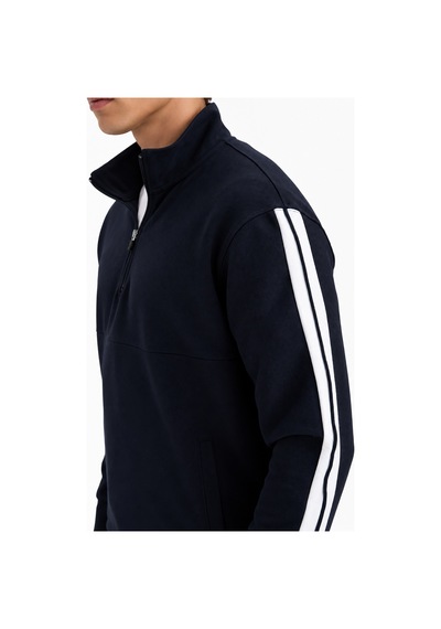 We&me Boxy Fit Gömlek Yaka Sporcu Erkek Sweatshirt İndigo