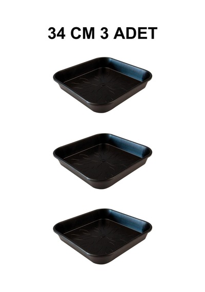 Grow Wizard Kare Saksı Altlığı 34 Cm 3 Adet Siyah