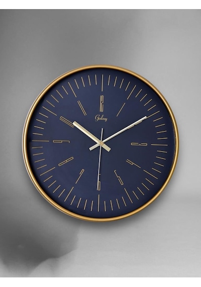 Galaxy 218-a-10 Serisi Eskitme Metal Görünümlü Sessiz Akar Modern Duvar Saati 30 Cm Altın