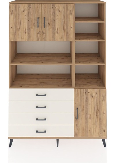 Hyperion Dolap 9 Raflı 4 Çekmeceli 3 Kapaklı 132x44x195 Çam-ç... Çam