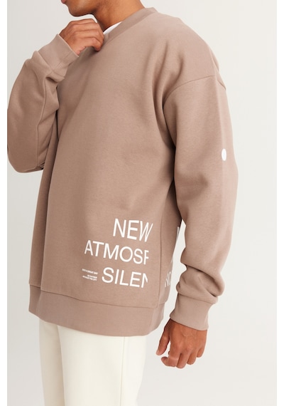 AC&Co / Altınyıldız Classics Erkek Bej Oversize Fit Bol Kesim İçi Polarlı Pamuklu Baskılı Sweatshirt Bej AC&Co / Altınyıldız Classics Erkek Bej Oversize Fit Bol Kesim İçi Polarlı Pamuklu Baskılı Sweatshirt Bej