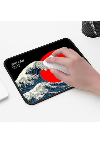 Dalga Kırmızı Ay Tasarımlı 33x28 Cm Mousepad Kaymaz Taban Rahat Konforlu Mouse Pad