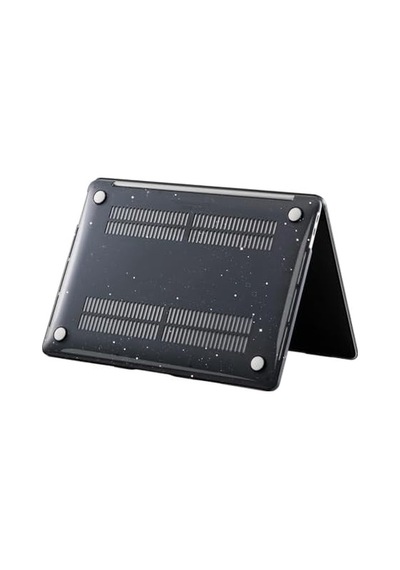 Macbook Air 13.6 İnç Simli Kristal Parlak Kılıf A2681 A3113 A3240 A3449 M2 M3 M4 M5 Uyumlu Sert Kapak Hard Case Siyah