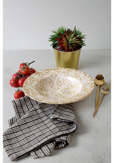 Keramika Vintage Gold Ege Makarna Tabağı 28 Cm 22706 Sarı