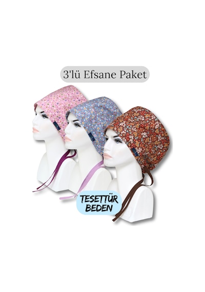 Tesettür Beden 3'lü Efsane Paket Gülkurusu Çıtır İndigo Çıtır Kahverengi Çıtır Cerrahi Bone Renkli