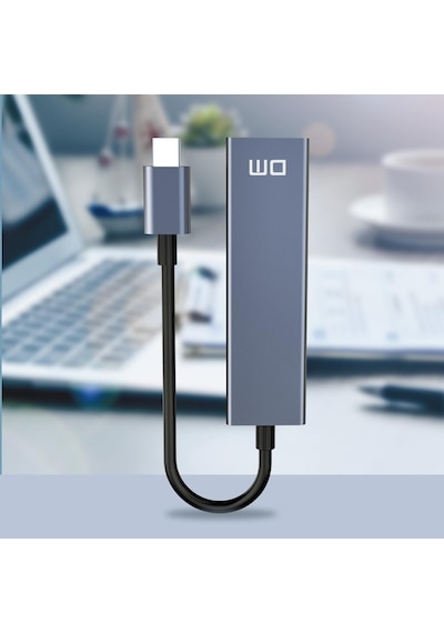 Dm Chb013 Type C To Rj45 Gigabit Ethernet Ve Usb 3 0 Çoklayıcı Dönüştürücü