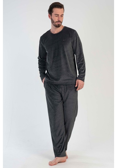 Vienetta Erkek Uzun Kol Kadife Antrasit Pijama Takım C5t0n0o603 001