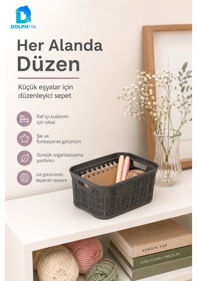 Jute Çok Amaçlı Kutu No:1 2,5 L Plastik Dolap İçi Mutfak Banyo Düzenleyici Siyah