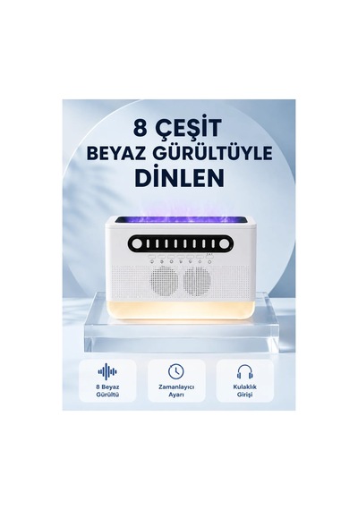Simüle Alev Efektli Kablosuz Hoparlör Zamanlayıcılı Gece Lambası Standart Standart