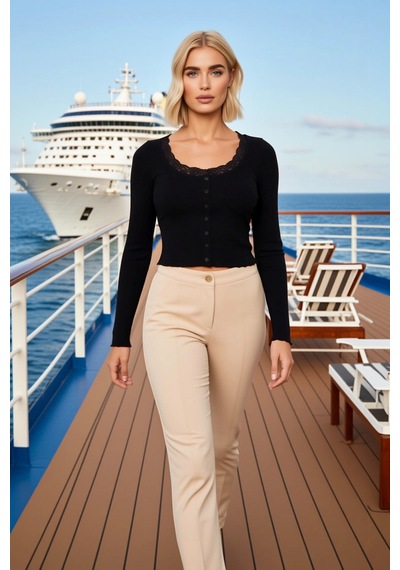 Benerly Kadın Bluz Fitted Crop Havuz Yaka Uzun Kol Fitilli Örme Kaşkorse siyah Benerly Kadın Bluz Fitted Crop Havuz Yaka Uzun Kol Fitilli Örme Kaşkorse siyah