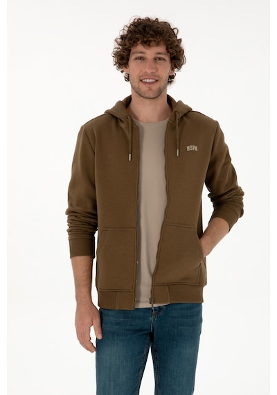 U.S. Polo Assn. Erkek Regular Fit Haki Şardonlu Örme Hırka 50313755-VR027